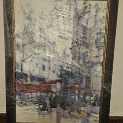 Framed European Street Scene Wall Art – Ready to Hang – $50