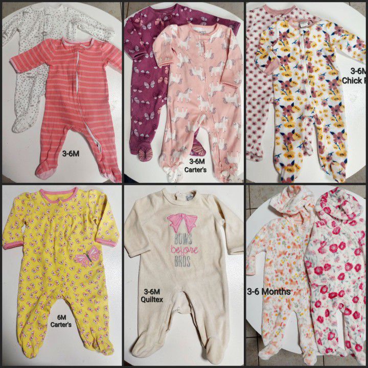 3-6 Months Baby Girl Footed Pajamas (Ropa Para Niña/Bebe 3-6 Meses)