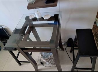 Modern Pub Height Glass Top Table