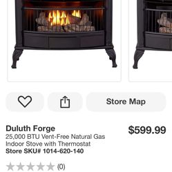 Duluth Forge 25,000 BTU Vent-Free Natural Gas Indoor Stove with Thermostat