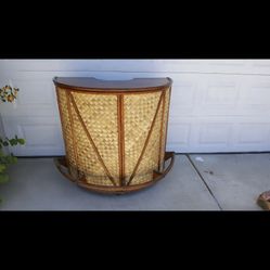 Art Deco Rattan Bar Two Stools