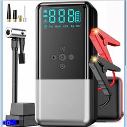 Jump Starter with Air Compressor 8000A 160PSI Battery Jumper Starter(10L Gas/All Diesel) Jump Box Car Battery with Auto-Shutoff Tire Inflator, Jumper 