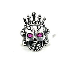 925 Sterling Silver Skull Ring With Crown 9.40grams Size 10 1/2 172056 2