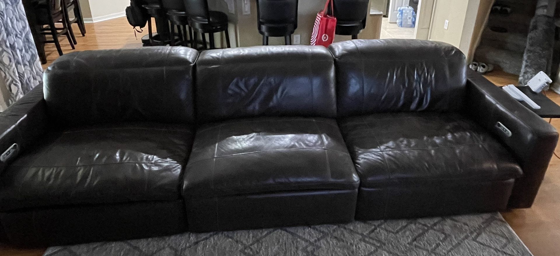 Dual Power Reclining Sofa , American Signature Leather