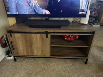 Farmhouse Style Wood Look TV Stand with Sliding Barn Door