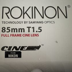 Rokinon 85mm T1.5 Cine Lens Nikon F-mount $150