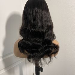 16” Body Wave Virgin Human Hair 3/4 Half Wig with combs