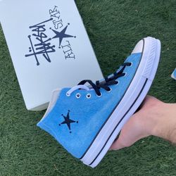 Converse x Stussy Sky Blue Hi Sz 10m New