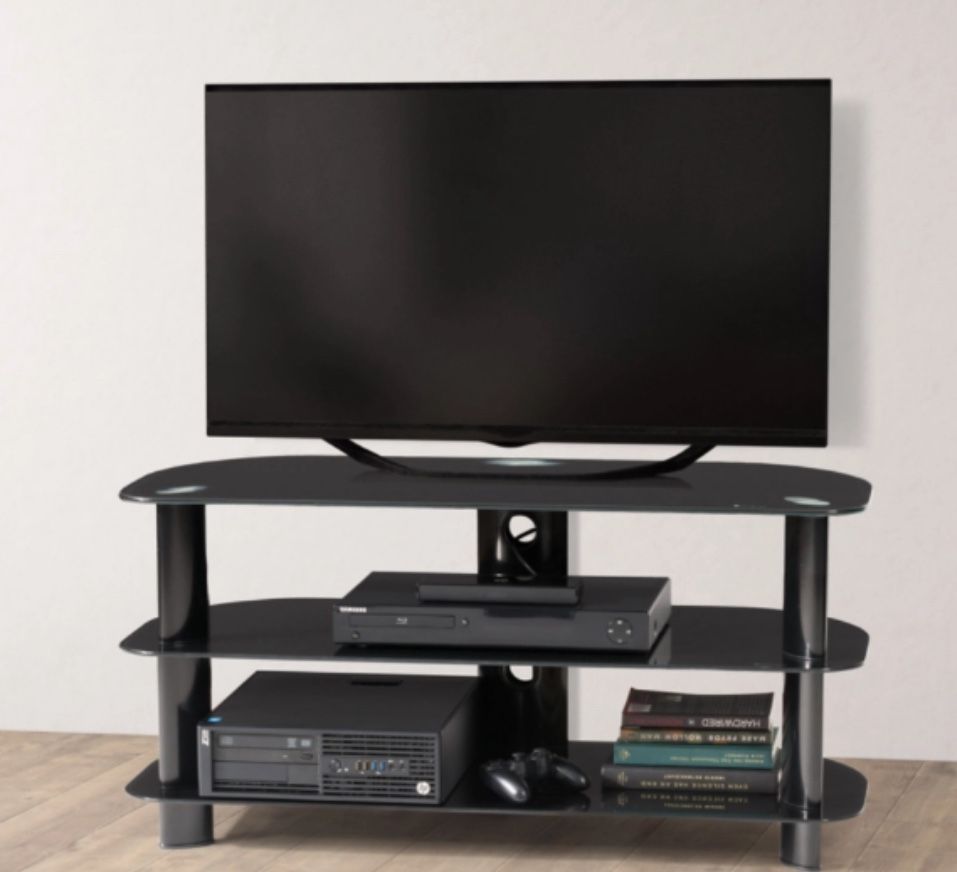 2 Black Glass Tv Stand