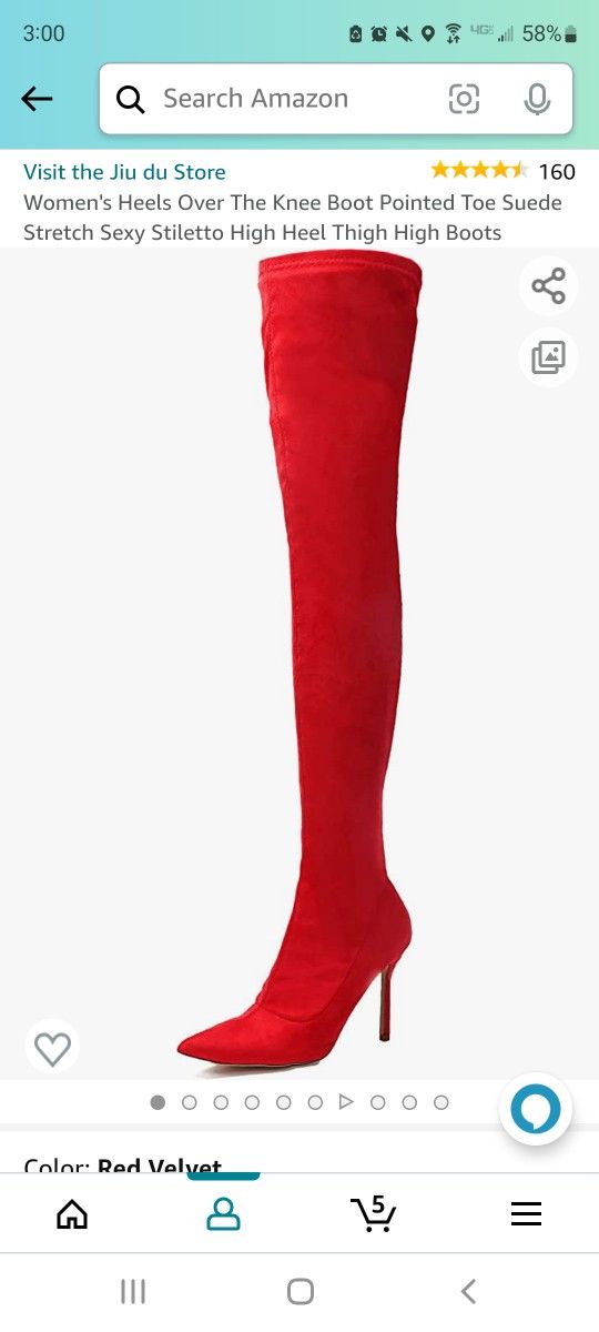 Size 10 Red Suade Thigh High Heals
