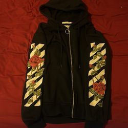 Off white rose zip-up jacket