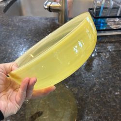 Mid Century Yellow & White Glass Bowl
