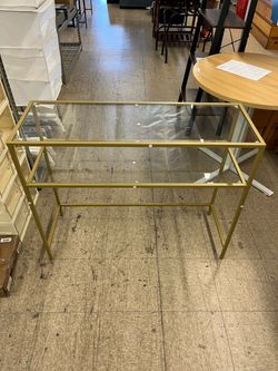 VASAGLE 39.4" Console  Modern Entryway Tempered Glass w/ Metal Frame - Gold