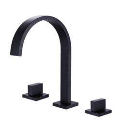 FLG 8 in. Widespread Double-Handle Waterfall Bathroom Faucet Brass 3-Holes Sink Basin Taps in Matte Black