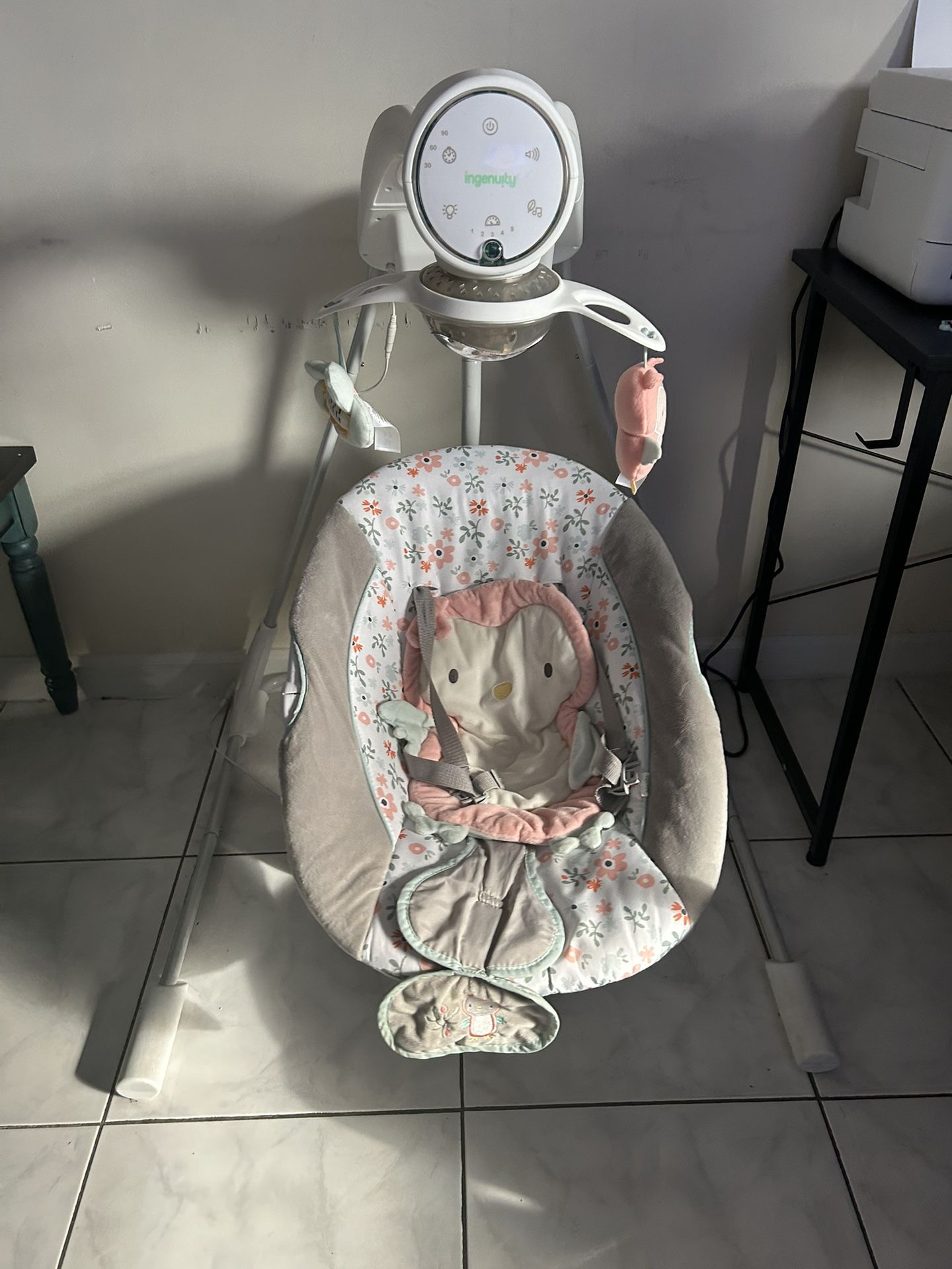 Ingenuity InLighten Motorized Vibrating Baby Swing, Swivel Infant Seat