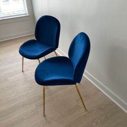  Blue Velvet Side Chairs. 