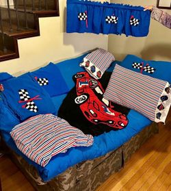 Blue Little Tikes Race Car Bed