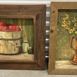 Set of 2 Framed Paintings 🖼️ Acrylic (Oil?) on Canvas