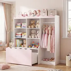 Brand New Kids Toy Storage Organizer & Dress-Up Wardrobe - Pink