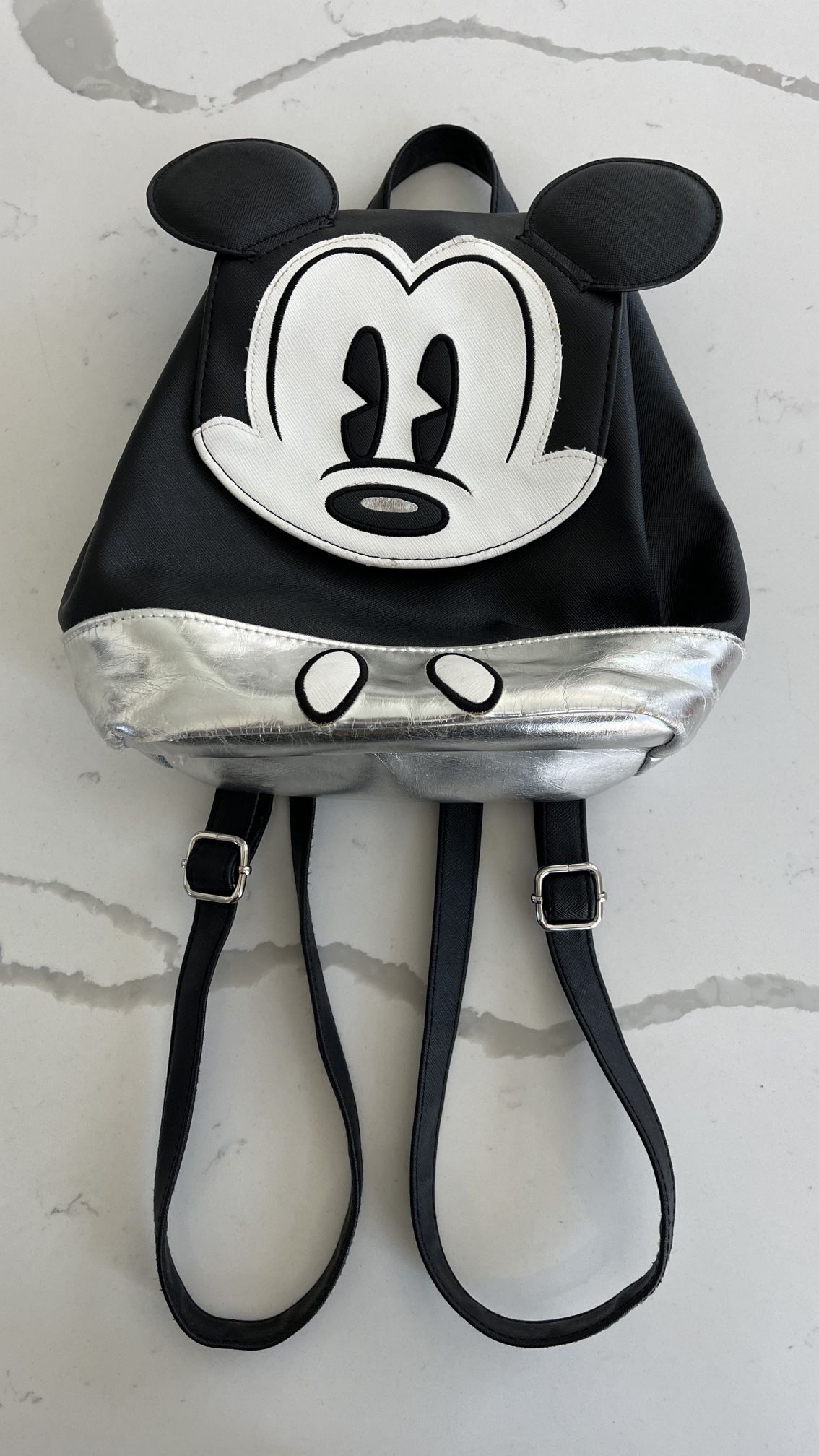 Disney Parks MICKEY MOUSE Mini BACKPACK Black/Silver/White Adjustable Straps