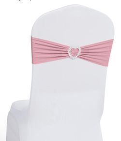 Pink Spandex Chair Sash with Heart Buckle (148 count)