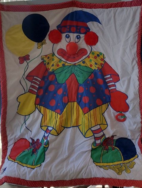 VTG Commonwealth US Healthcare Circus Clown Baby Activity Blanket Plush Crib