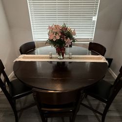 Solid Wood Square To Round Dining Table + 6 Chairs