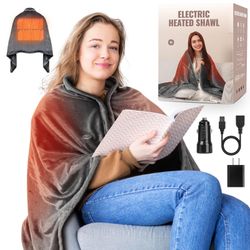 Portable USB Heated Blanket Wearable Shawl 