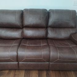 Brown Leather Couch Set 