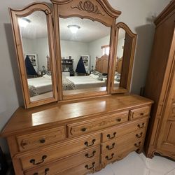 Wooden Dresser With Mirror
