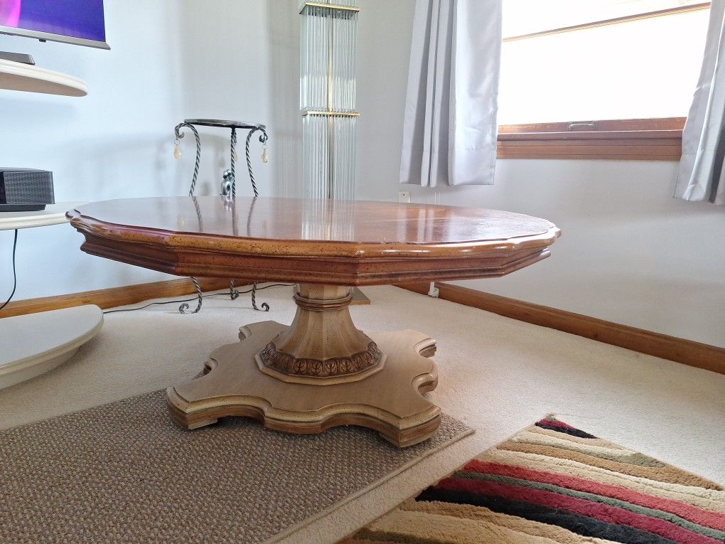 Solid Wod Coffee Table on Wheels