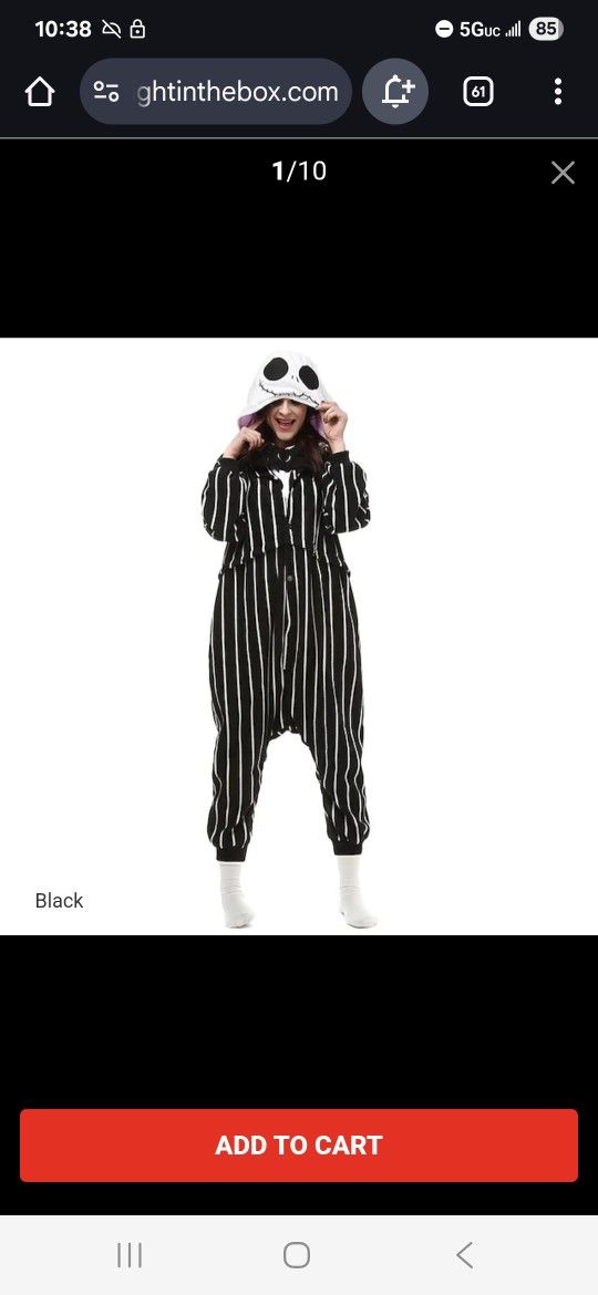 Jack Skellington Fleece Onesie XL New!