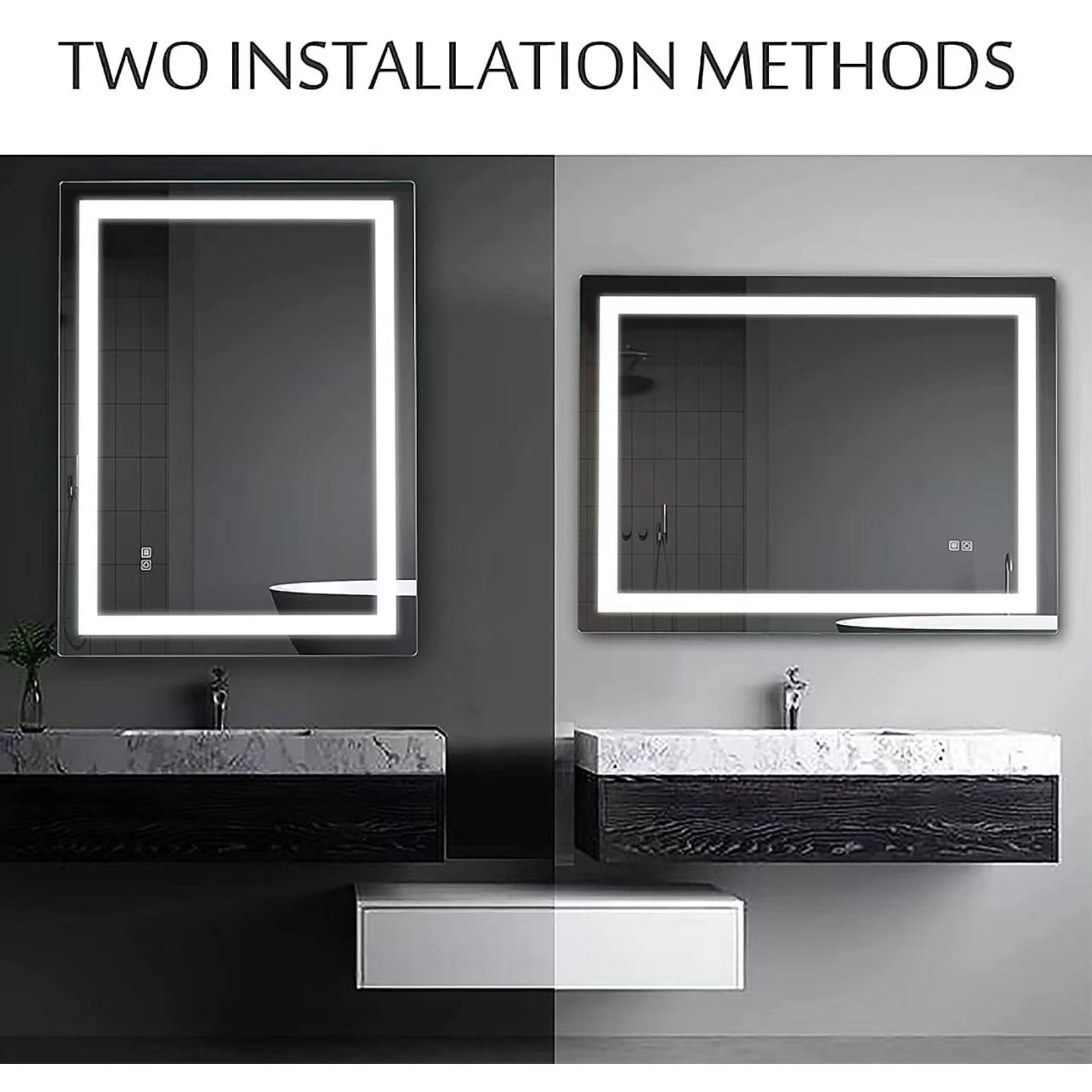 36x24 Inches LED Bathroom Mirror Anti-Fog Dimmable Vanity Mirror Wall Mounted Makeup Memory Mirror,with Touch Switch Control,Water Proof Lighted Mirro