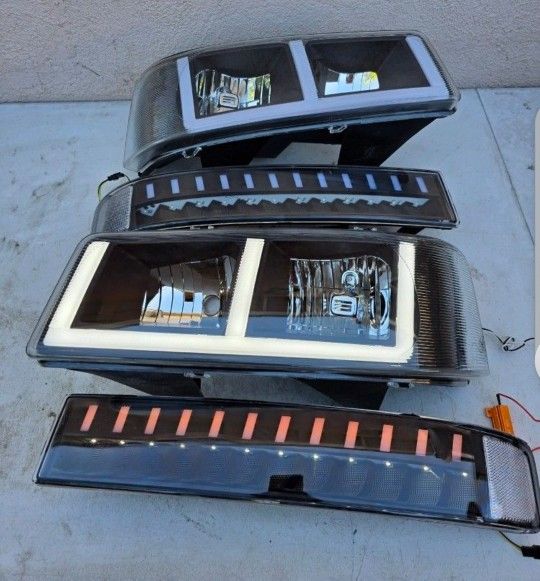 03-23 Chevrolet Express GMC Savana LED DRL Headlights Luces Micas Calaveras Faros Faroles Focos Chevy Headlamps