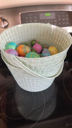 2 Plastic Easter Baskets with Eggs
