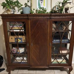 Antique wood and glass cabinet