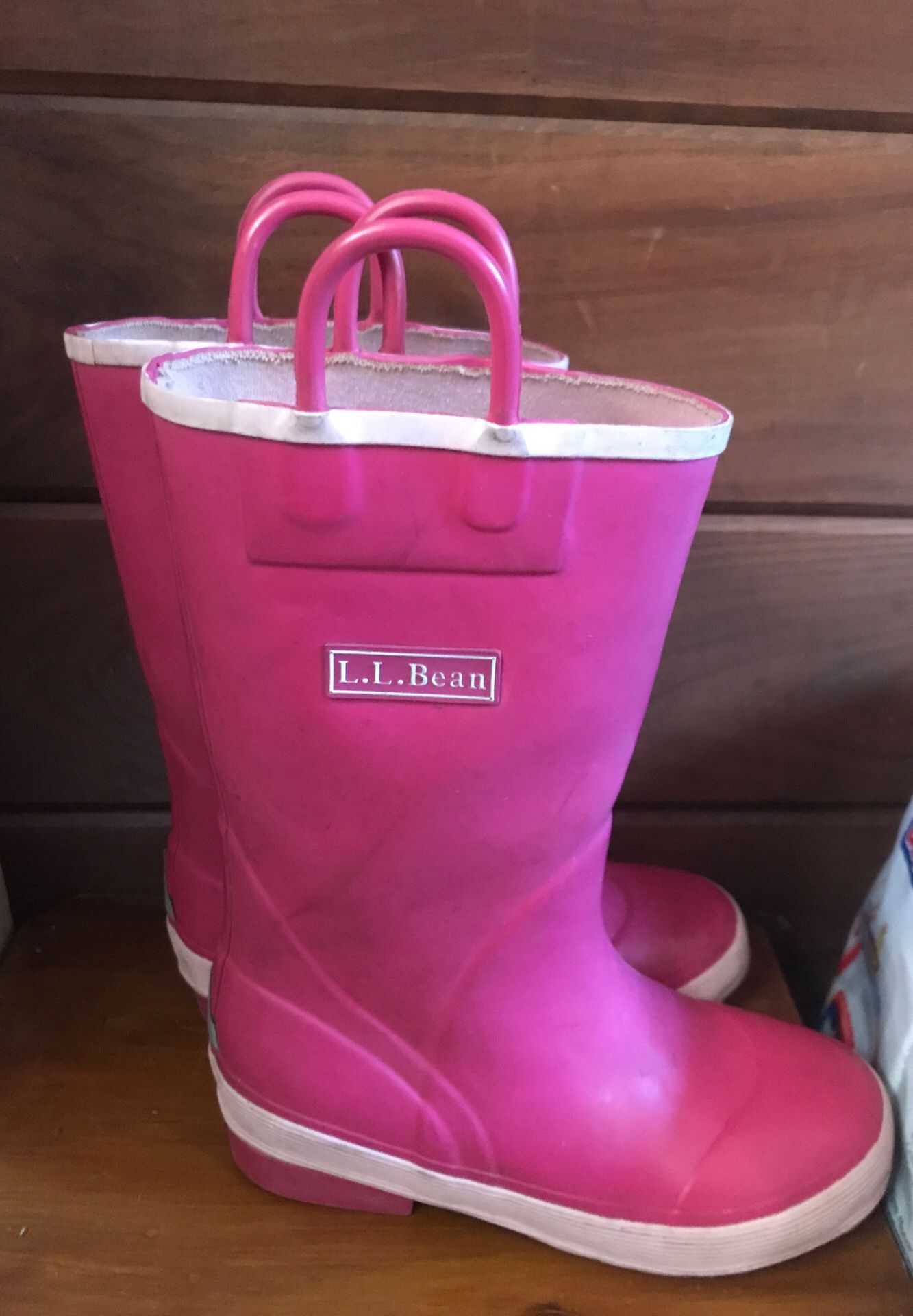 Girls size 13, LL Bean , pink rain boots