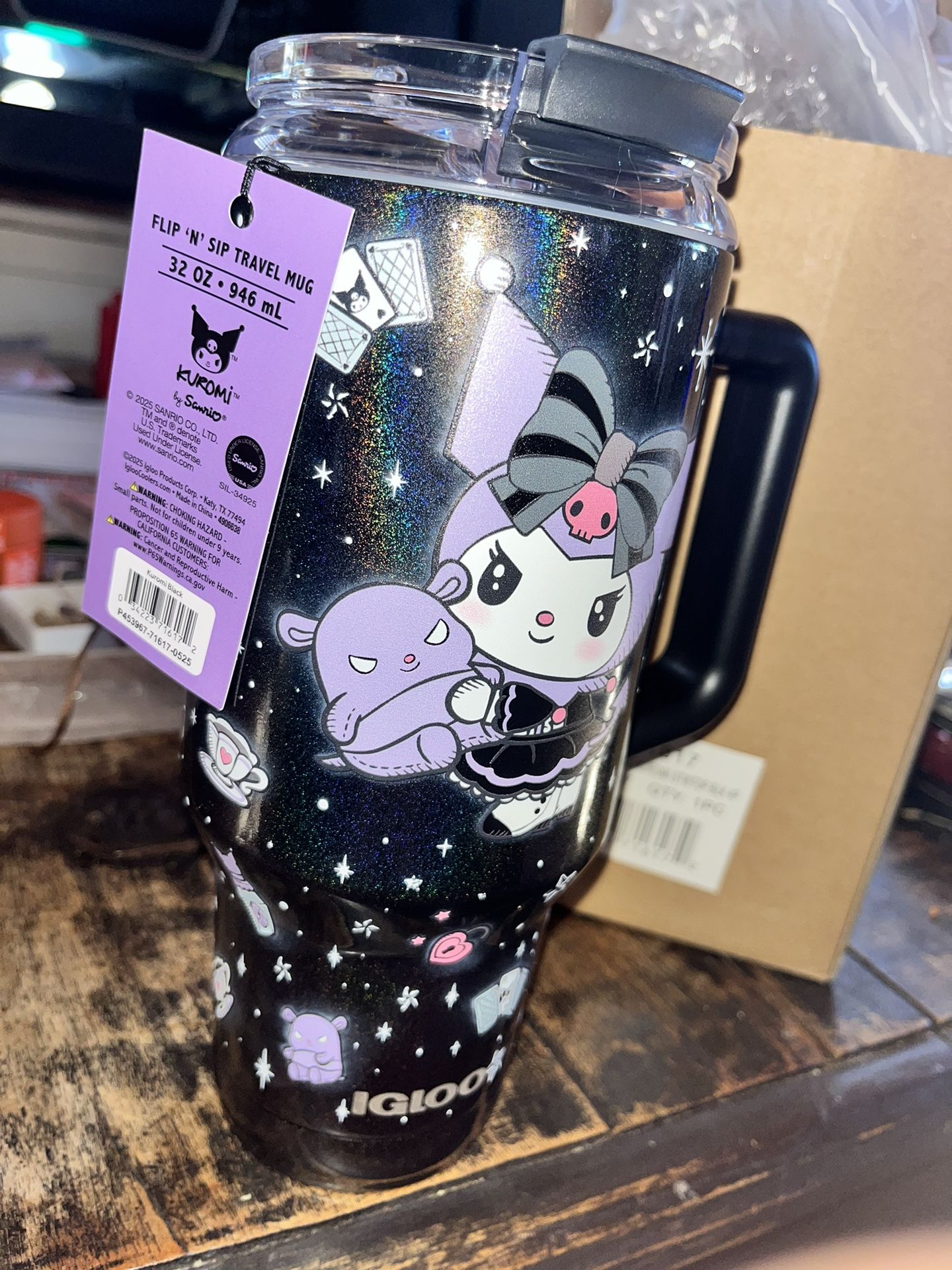 Igloo 32 Oz Sstl Flip And Sip Travel Mug Kuromi Black Midnight Galaxy Metallic Holographic Limited Edition Hello Kitty Cooler Coffee Purple