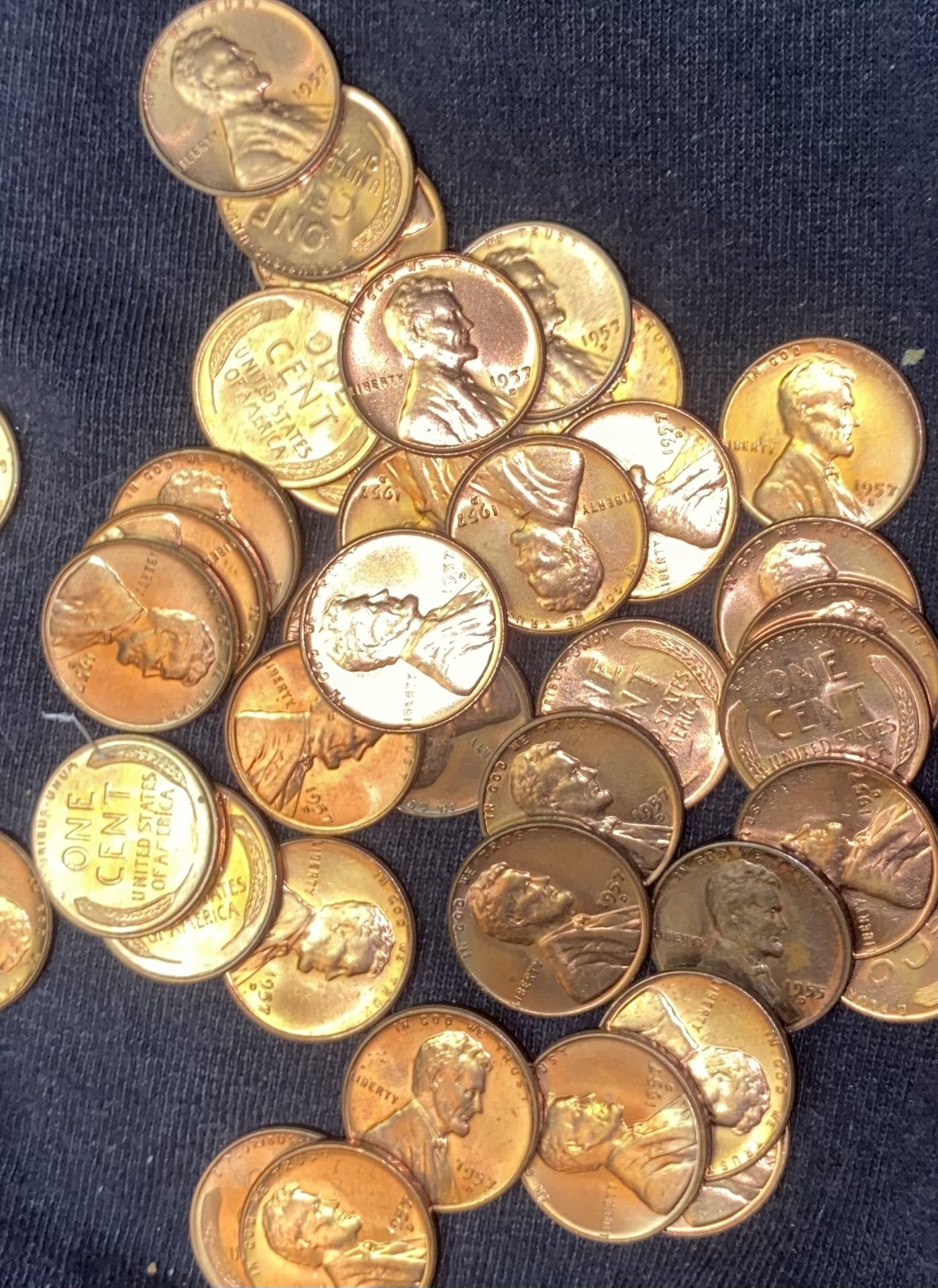 20- 1955D AU/BU RD Wheat Pennies 