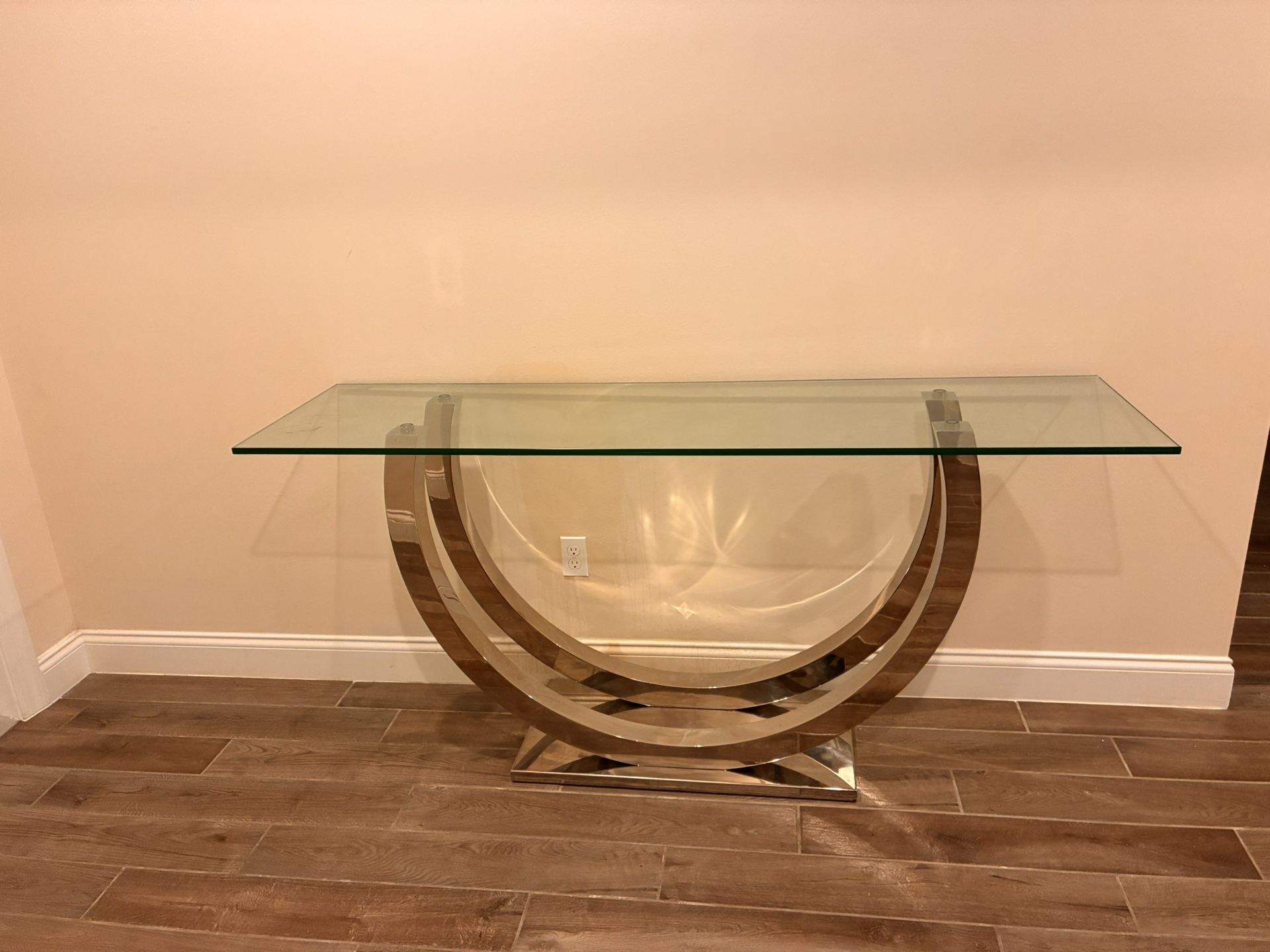 Large Console Table Glass Silver Steinless Steel