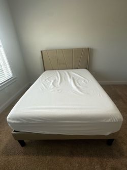Full Size Bed Frame & 12” Gel Memory Foam Mattress – Good Condition