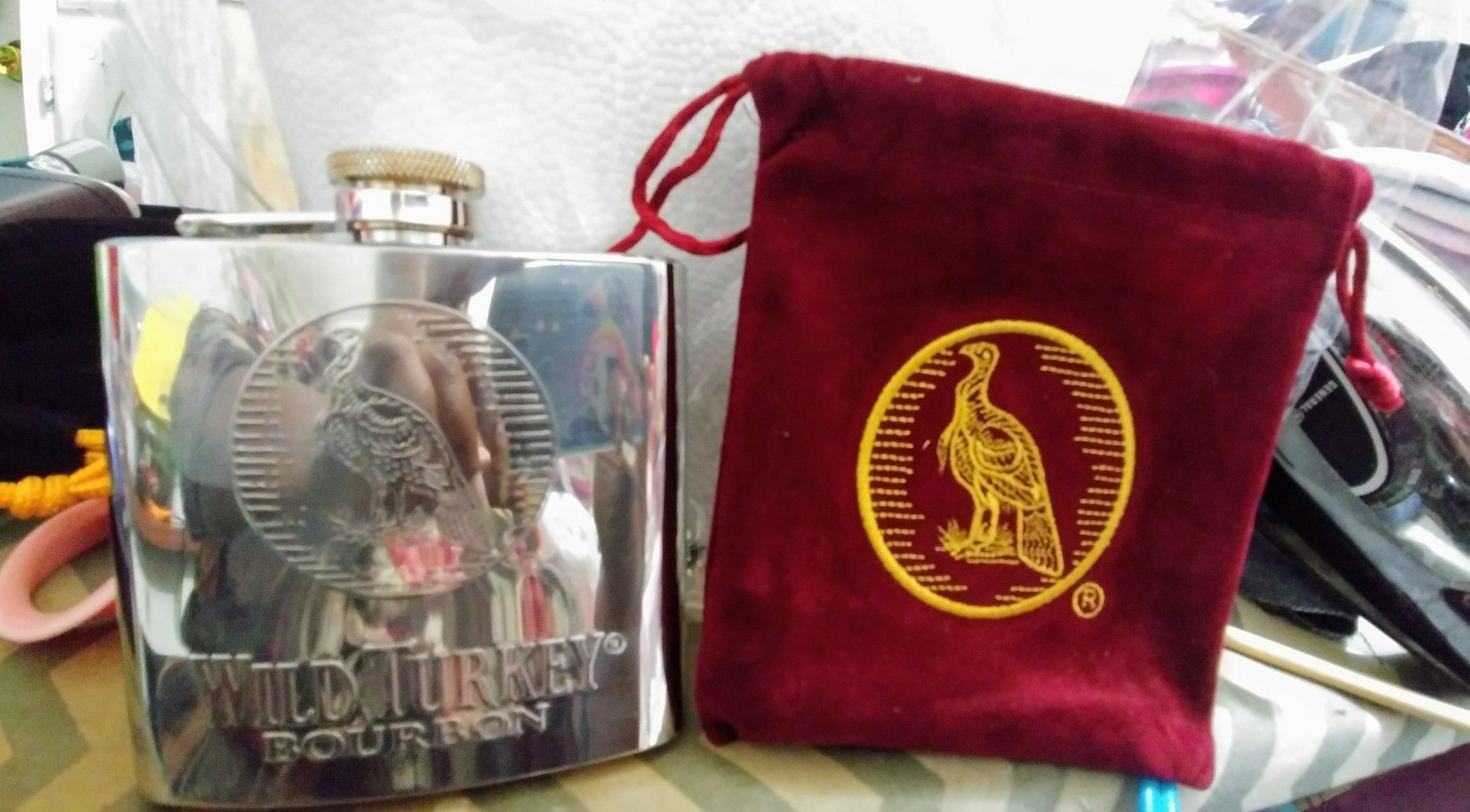 Wild Turkey Bourbon Flask & Bag