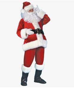 Men Christmas Santa Claus Adult Costume Deluxe Velvet Suit 7pcs