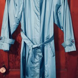 WOMENS SPRING WATER REPELLENT BELTED FULL LENGHT LIGHTWEIGHT TRENCH SIZE 11 / 12 TEAL BLUE - OPEN BOX “ UNUSED “ NEW by J. GALLERY