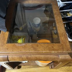 Solid Wood Coffee Table With Glass Top 