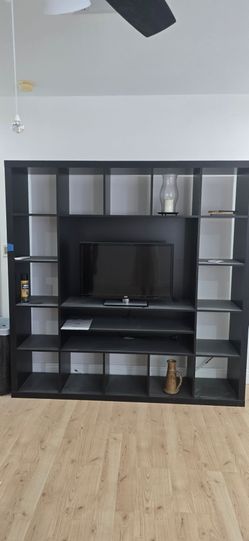 Large Black Entertainment Center & TV Shelving Unit