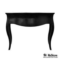 Custom Black Crocodile-Leather Accent Entry Table