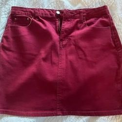 Burgundy Denim Skirt - Size Junior's XL