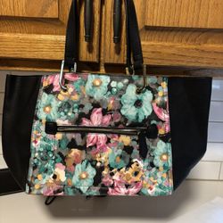 New Floral and Black Neiman Marcus Handbag