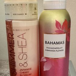 Japanese Cherry Blossom and Bahamas Passionfruit & Banana Flower body lotions.